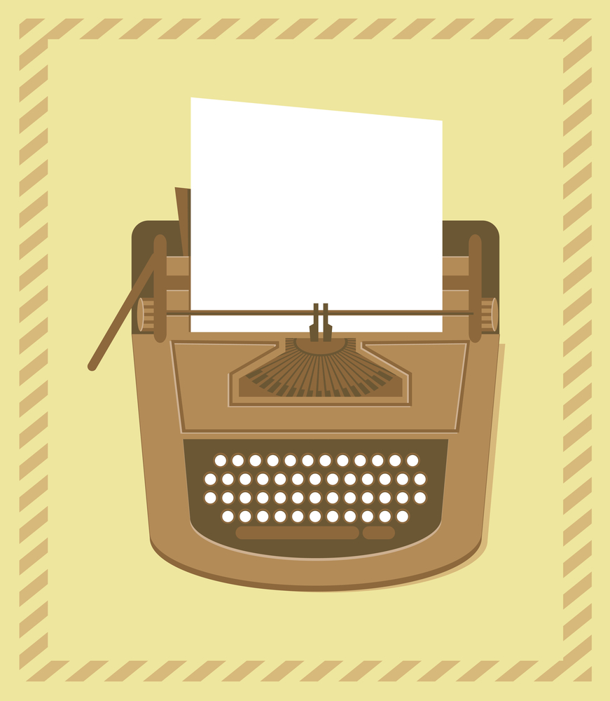 typewriter in retro style - vector card