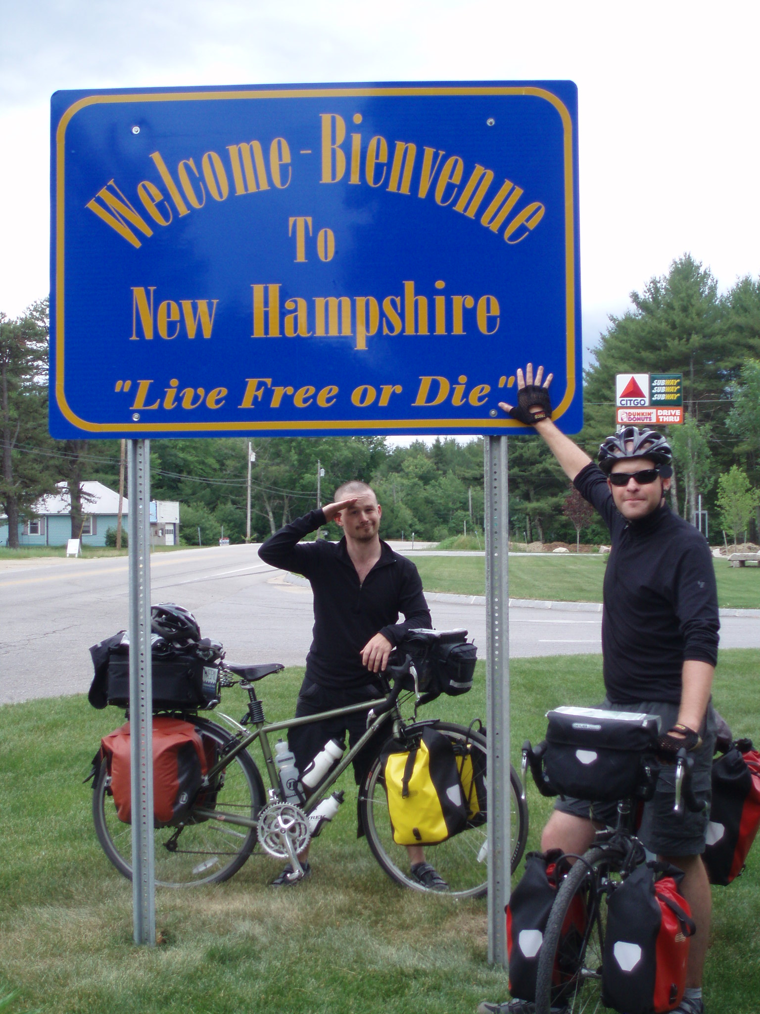 Signboard welcoming us on our long distance bike tour