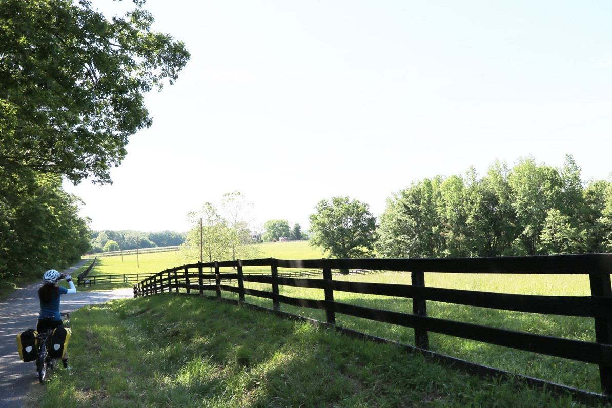 The fence and the green fields, 2016 Coast to Coast Bike ride
