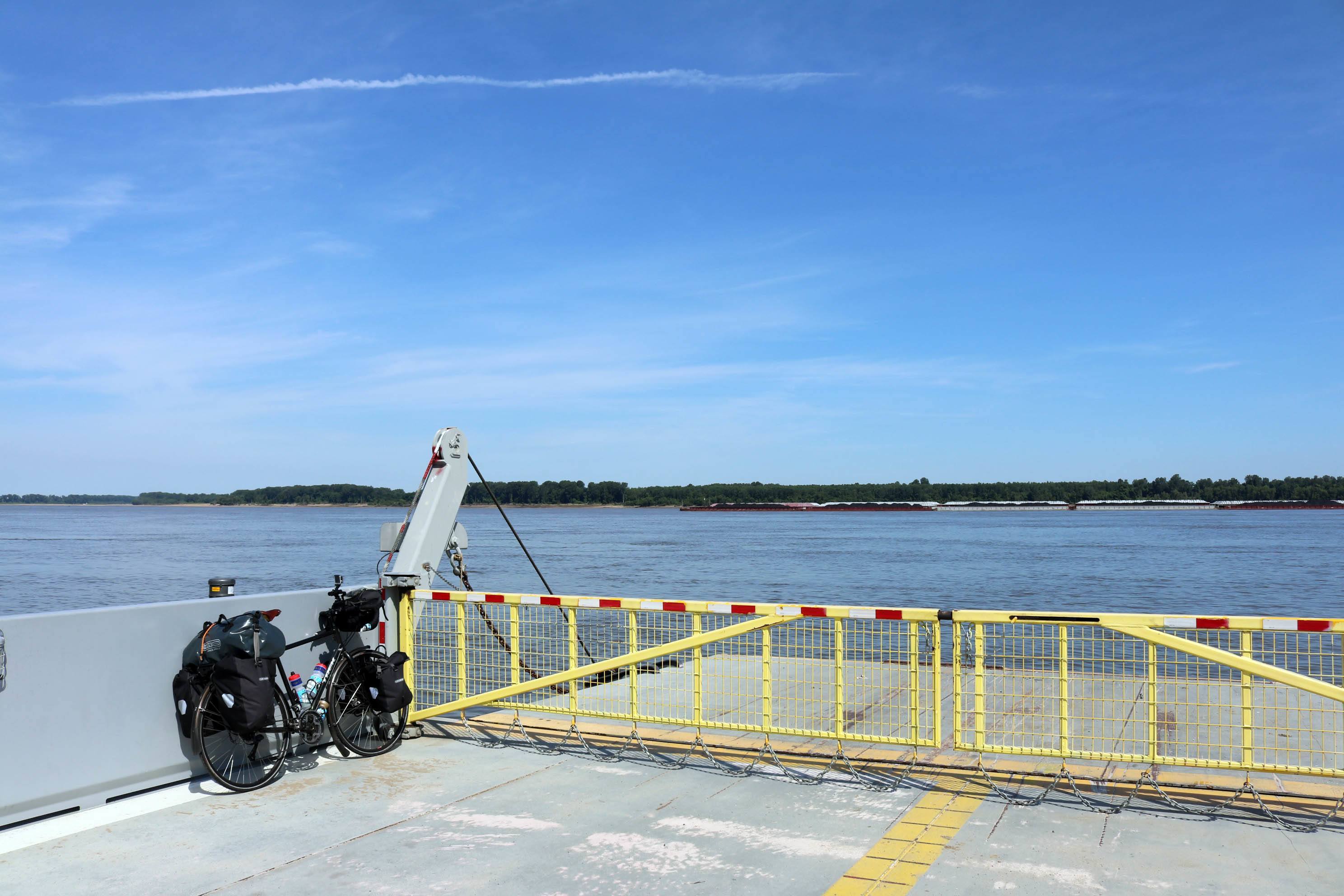 Took the ferry across the Mississippi River this morning from Hickman Kentucky. #transam2016 #biketouring #biketour #bikepacking